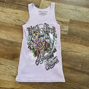 Y2K Bejeweled Lavender crystal Graphic Tank Top L